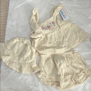 Carter's Cream Baby Set with Pink Floral Detail